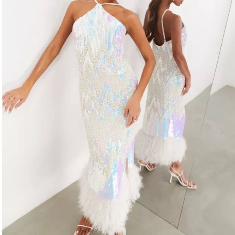 Brand New Sequin White Dress